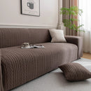 Plush Fleece Sofa Slipcover with 3D Wheat Pattern, Cozy High-Stretch Couch Cover by Slipcover KAS™