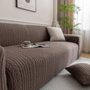 Plush Fleece Sofa Slipcover with 3D Wheat Pattern, Cozy High-Stretch Couch Cover by Slipcover KAS™