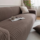 Plush Fleece Sofa Slipcover with 3D Wheat Pattern, Cozy High-Stretch Couch Cover by Slipcover KAS™