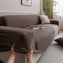 Plush Fleece Sofa Slipcover with 3D Wheat Pattern, Cozy High-Stretch Couch Cover by Slipcover KAS™