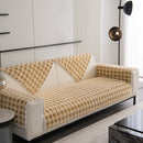 Winter Thickened Sherpa Fleece Houndstooth Sofa Cushion, Non-slip Sofa Cover with Plush