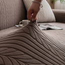 Plush Fleece Sofa Slipcover with 3D Wheat Pattern, Cozy High-Stretch Couch Cover by Slipcover KAS™