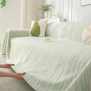 Summer Cooling Ice Silk Sofa Cover, Textured Stripe Soft Breathable Couch Throw Cover by Slipcover KAS™