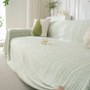 Summer Cooling Ice Silk Sofa Cover, Textured Stripe Soft Breathable Couch Throw Cover by Slipcover KAS™