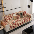 Winter Thickened Sherpa Fleece Houndstooth Sofa Cushion, Non-slip Sofa Cover with Plush