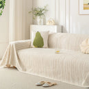 Summer Cooling Ice Silk Sofa Cover, Textured Stripe Soft Breathable Couch Throw Cover by Slipcover KAS™