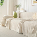 Summer Cooling Ice Silk Sofa Cover, Textured Stripe Soft Breathable Couch Throw Cover by Slipcover KAS™