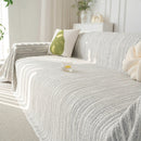Summer Cooling Ice Silk Sofa Cover, Textured Stripe Soft Breathable Couch Throw Cover by Slipcover KAS™