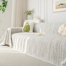 Summer Cooling Ice Silk Sofa Cover, Textured Stripe Soft Breathable Couch Throw Cover by Slipcover KAS™