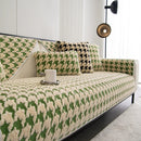 Winter Thickened Sherpa Fleece Houndstooth Sofa Cushion, Non-slip Sofa Cover with Plush by Slipcover KAS™