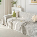 Summer Cooling Ice Silk Sofa Cover, Textured Stripe Soft Breathable Couch Throw Cover by Slipcover KAS™