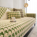 Winter Thickened Sherpa Fleece Houndstooth Sofa Cushion, Non-slip Sofa Cover with Plush by Slipcover KAS™