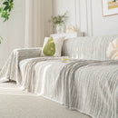 Summer Cooling Ice Silk Sofa Cover, Textured Stripe Soft Breathable Couch Throw Cover by Slipcover KAS™