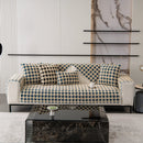 Winter Thickened Sherpa Fleece Houndstooth Sofa Cushion, Non-slip Sofa Cover with Plush by Slipcover KAS™