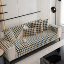 Winter Thickened Sherpa Fleece Houndstooth Sofa Cushion, Non-slip Sofa Cover with Plush by Slipcover KAS™