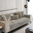 Winter Thickened Sherpa Fleece Houndstooth Sofa Cushion, Non-slip Sofa Cover with Plush by Slipcover KAS™