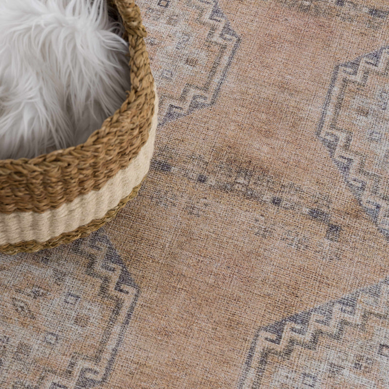 Carrabelle Peach Washable Area Rug