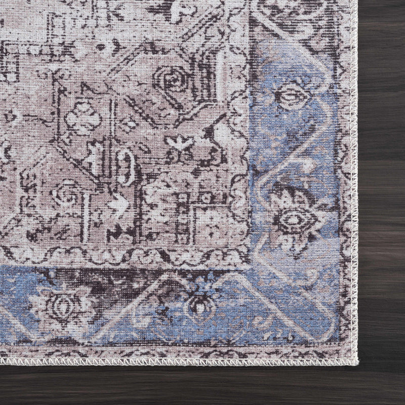 Rosman Blue&Beige Washable Area Rug