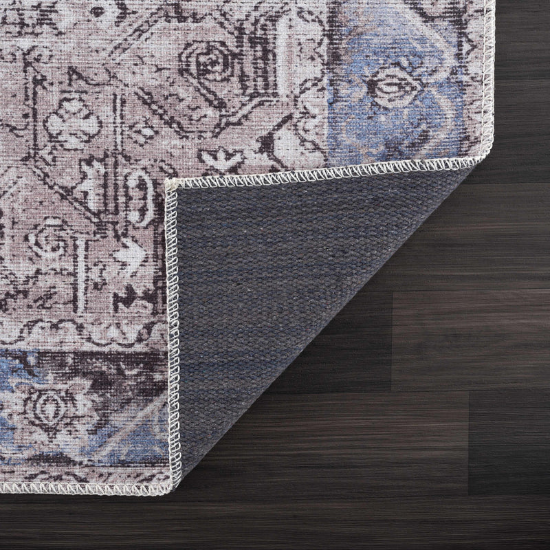 Rosman Blue&Beige Washable Area Rug