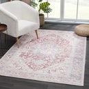 Cream Rust Leeston Washable Rug - Clearance