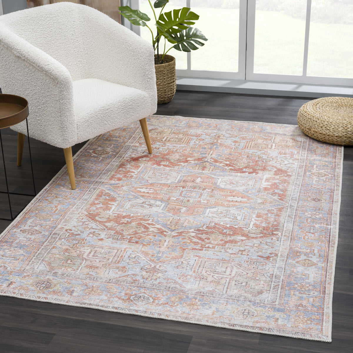 Maayon Medallion Rust Washable Area Rug, photo 16 of 22