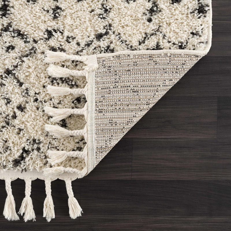 Kibureau Cream Trellis Shag Area Rug