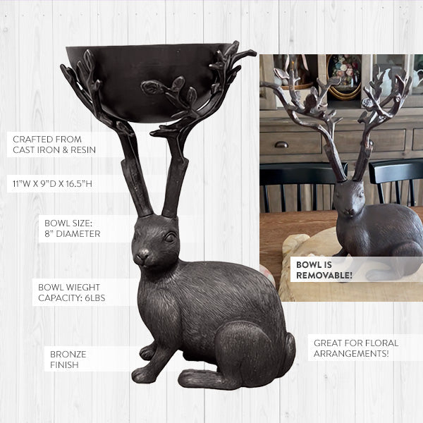 Bronze Bunny Decor with Bowl