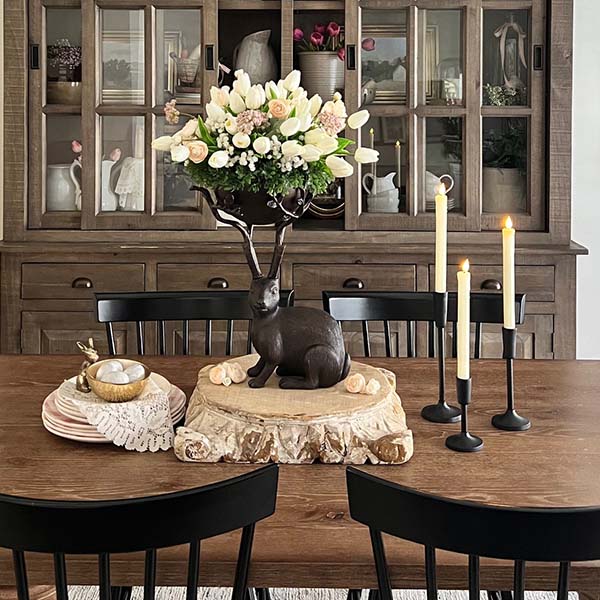 Bronze Bunny Decor with Bowl