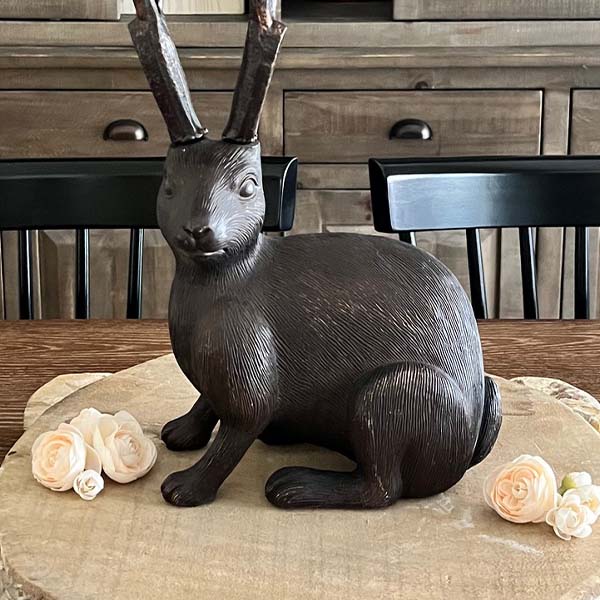 Bronze Bunny Decor with Bowl