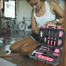 Essential 65-Piece Pink Tool Set with Socket Set and Most-Used Tools for Do it Yourself Repairs and Maintenance - DT0001P by Apollo Tools