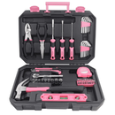Essential 65-Piece Pink Tool Set with Socket Set and Most-Used Tools for Do it Yourself Repairs and Maintenance - DT0001P by Apollo Tools