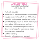 Essential 65-Piece Pink Tool Set with Socket Set and Most-Used Tools for Do it Yourself Repairs and Maintenance - DT0001P by Apollo Tools