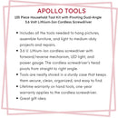 135 Piece Household Tool Set with Pivoting Dual-Angle 3.6 Volt Lithium-Ion Cordless Screwdriver - DT0773