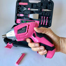 135 Piece Household Tool Kit Pink with Pivoting Dual-Angle 3.6 Volt Lithium-Ion Cordless Screwdriver - DT0773N1