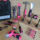 New and Improved 135 Piece Pink Household Tool Set with Pivoting Dual-Angle 3.6 Volt Lithium-Ion Cordless Screwdriver in Hard Case - DT0774P