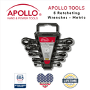 5 Ratcheting Wrenches - Metric - DT1213