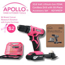 10.8 Volt Lithium-Ion Cordless Drill with 30 Piece Accessory Set PINK - DT4937P