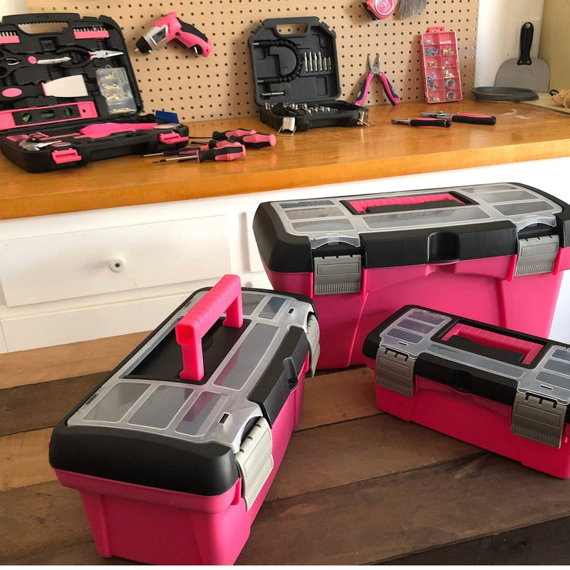 3 Piece Tool Box - Pink - DT5005P, installed in a room