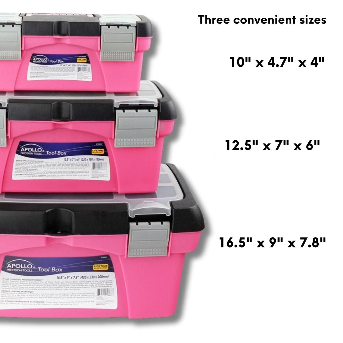 3 Piece Tool Box - Pink - DT5005P, photo 13 of 14