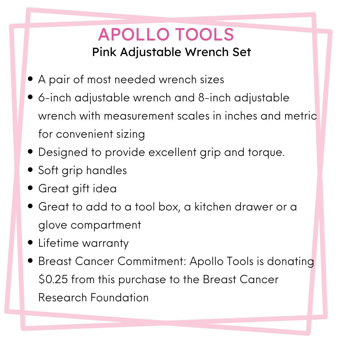 2 Adjustable Wrenches - Pink - DT5007P, photo 5 of 11
