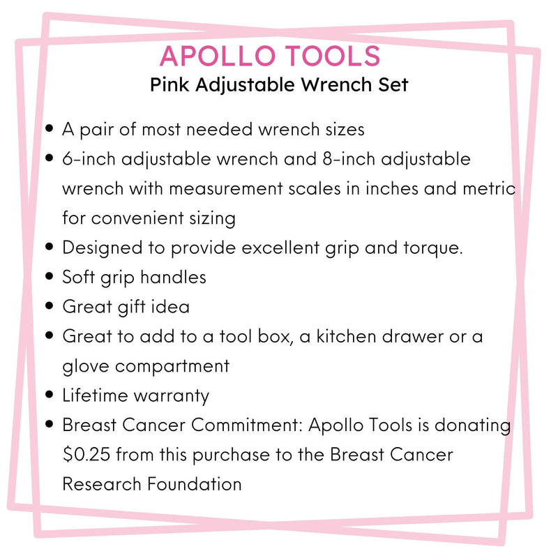 2 Adjustable Wrenches - Pink - DT5007P, photo 5 of 11