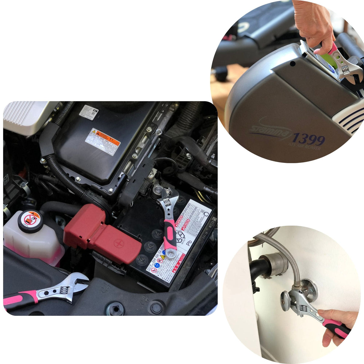 2 Adjustable Wrenches - Pink - DT5007P, photo 10 of 11
