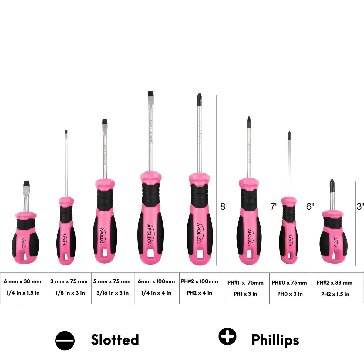Apollo Tools 8 Pink Essential Screwdriver Set DT5018P, photo 7 of 11