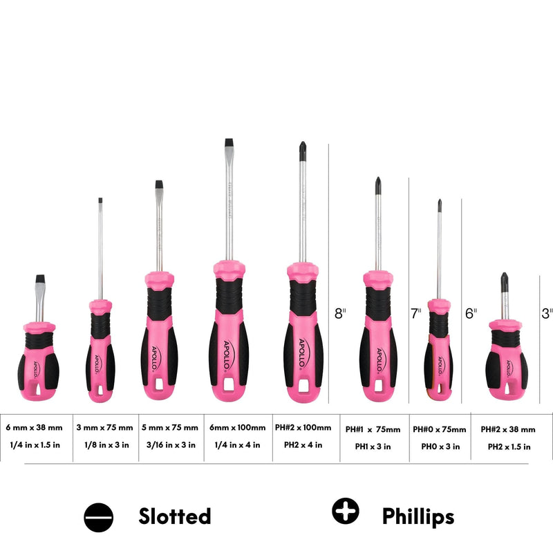 Apollo Tools 8 Pink Essential Screwdriver Set DT5018P, photo 7 of 11