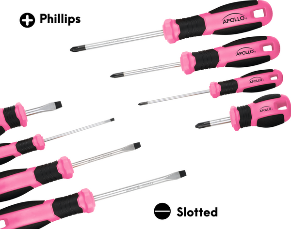 Apollo Tools 8 Pink Essential Screwdriver Set DT5018P, photo 2 of 11