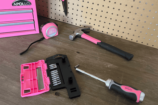 13-in-1 Ratcheting Screwdriver with Bit Set – Pink -- DT5021P, installed in a room