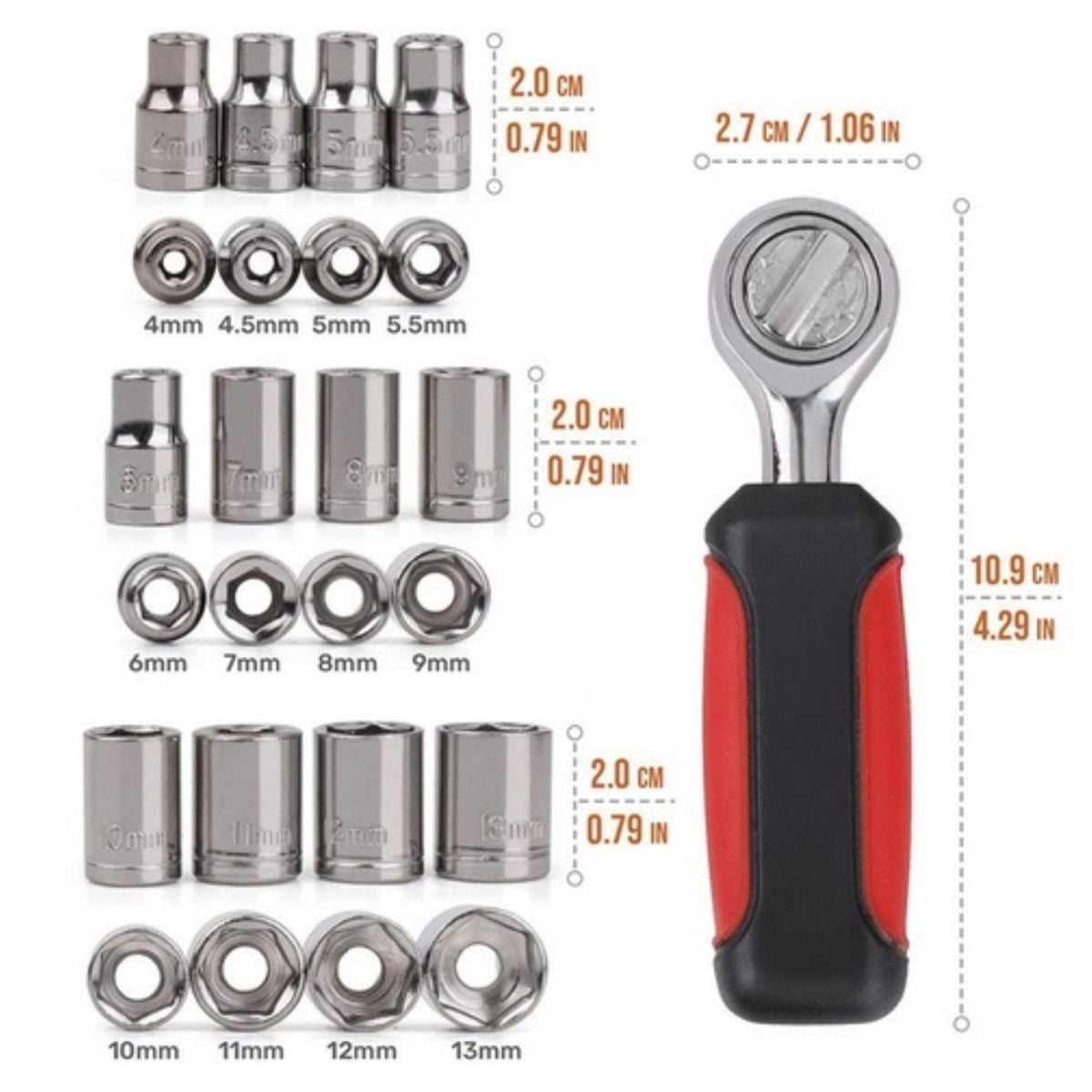 13 Piece ¼ Inch Drive Metric Socket Set - DT5023, photo 6 of 12
