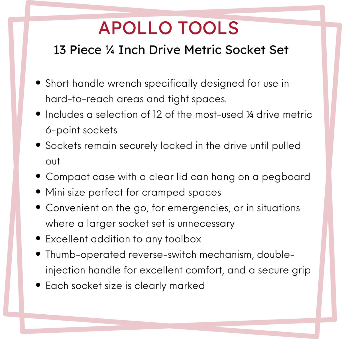 13 Piece ¼ Inch Drive Metric Socket Set - DT5023, photo 8 of 12