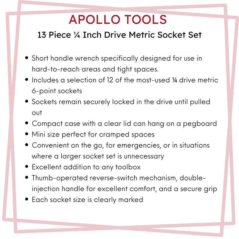 13 Piece ¼ Inch Drive Metric Socket Set - DT5023, photo 8 of 12