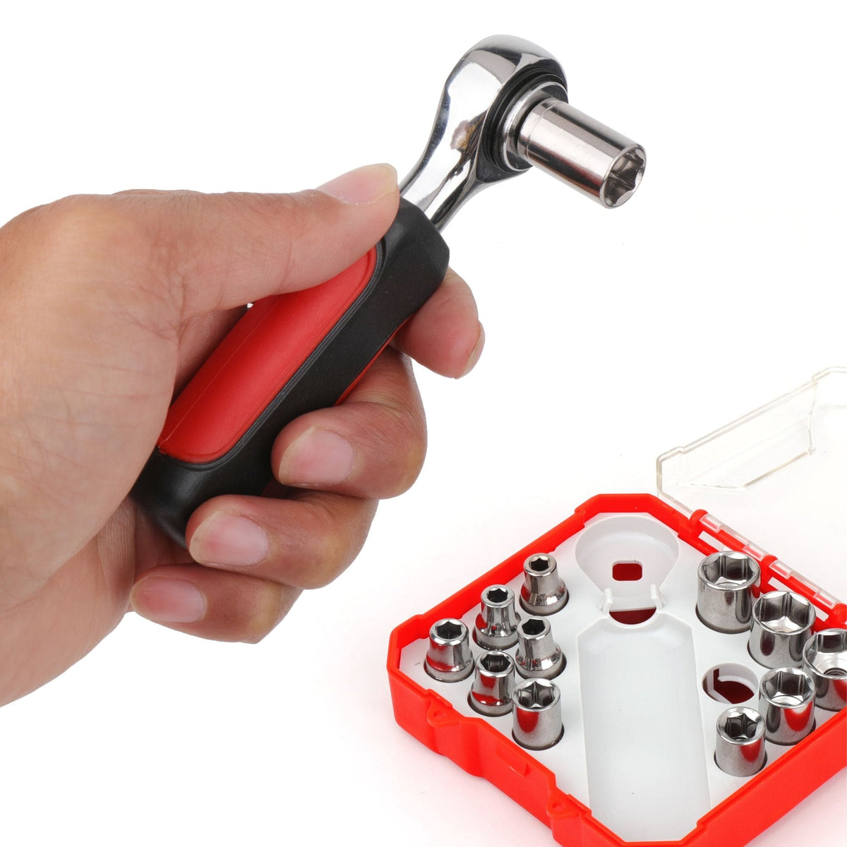 13 Piece ¼ Inch Drive Metric Socket Set - DT5023, installed in a room